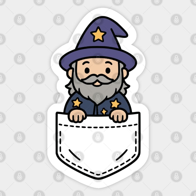 Funny Wizard Pocket Pal Cute Wizard Magic Sorcerer Sticker by Yesteeyear